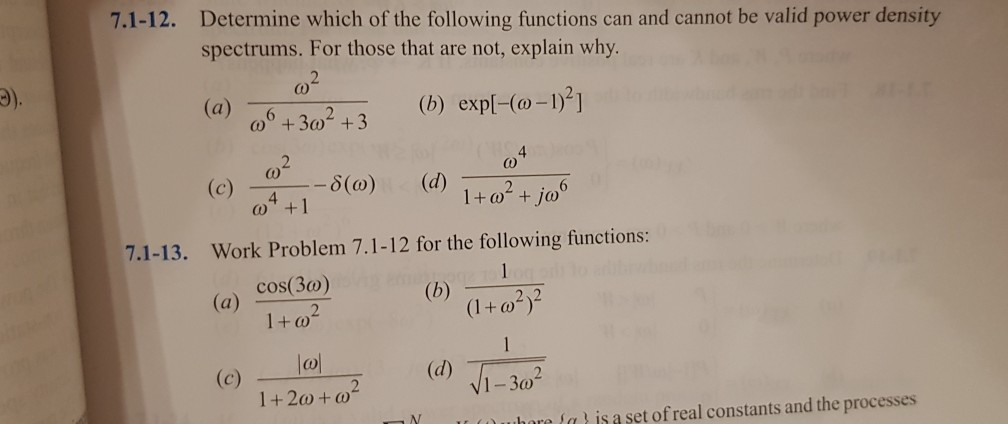 Solved 7.1-12. Determine which of the following functions | Chegg.com