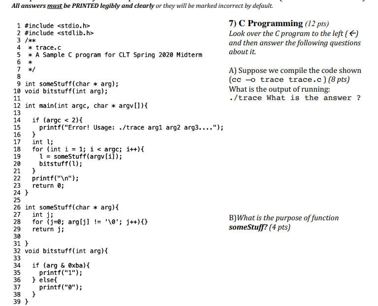 Solved 5 6 * 8 11 14 17 All answers must be PRINTED legibly | Chegg.com