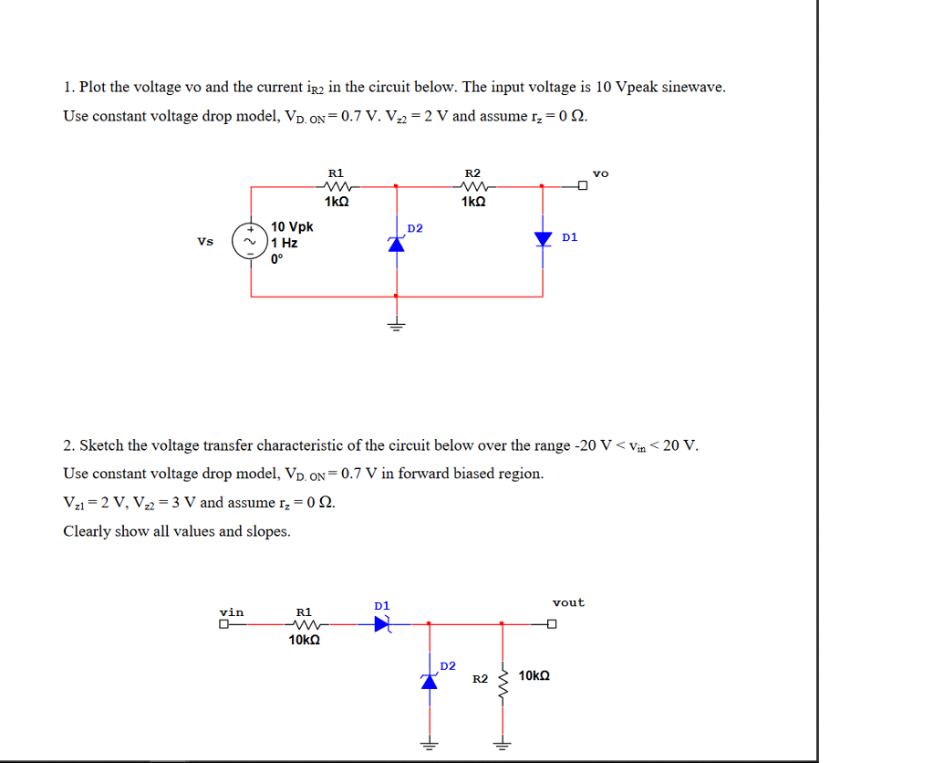 Solved 1. Plot The Voltage Vo And The Current IR2 In The | Chegg.com