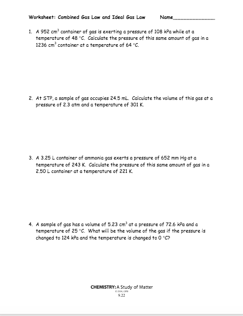 combined gas law worksheet answers