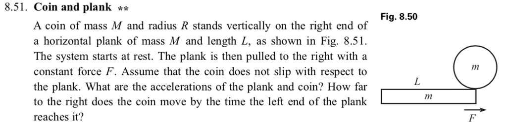 Solved 8.51. Coin and plank ** Fig. 8.50 A coin of mass M | Chegg.com