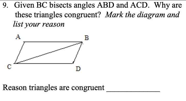 Given the diagram, which angles would be congruent under the