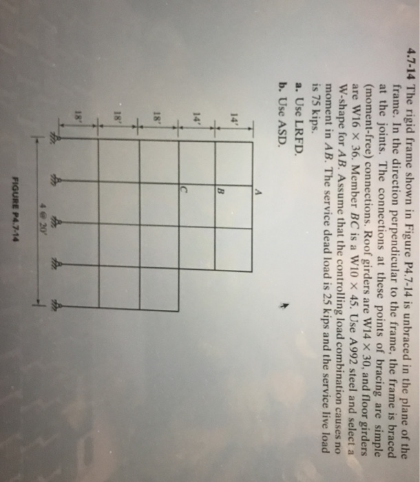 Solved 4.7-14 The rigid frame shown in Figure P4.7-14 is | Chegg.com