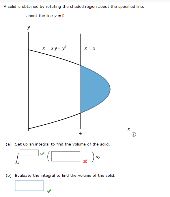 Solved A solid is obtained by rotating the shaded region | Chegg.com