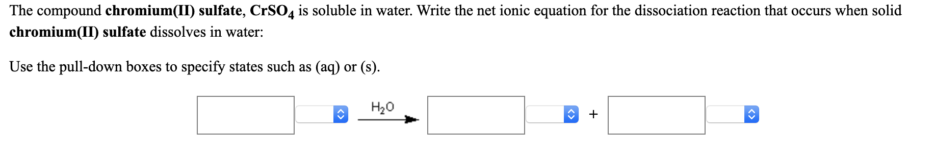 chromium sulfate and strontium net equation