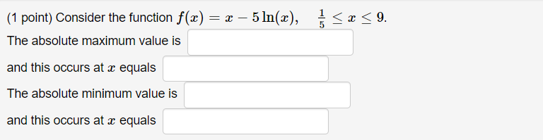 Solved (1 point) Consider the function f(x) = 5 – 3x2, -3