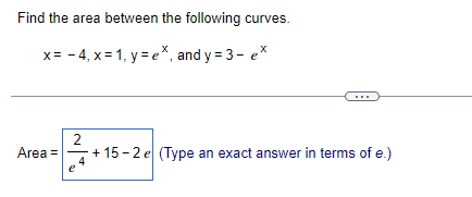 Solved Find the area between the following curves. | Chegg.com