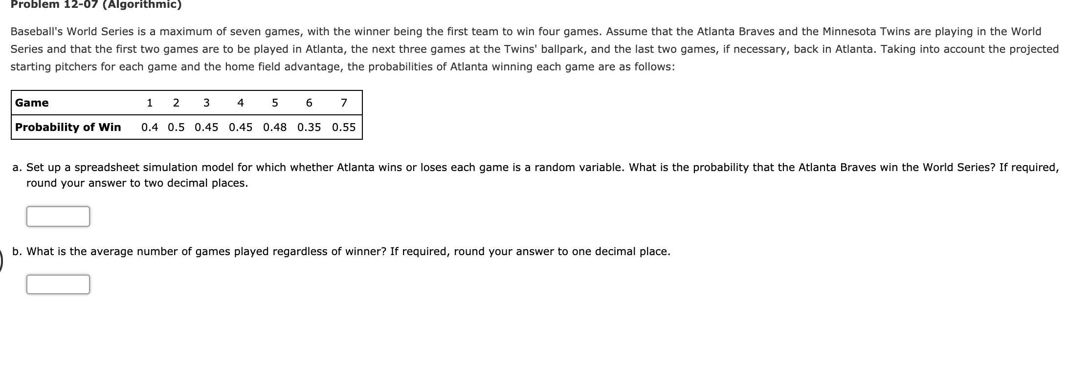 Problem 1207 (Algorithmic) Baseball's World Series