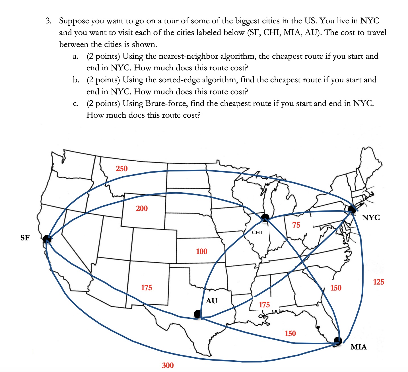 Solved 3. Suppose you want to go on a tour of some of the | Chegg.com