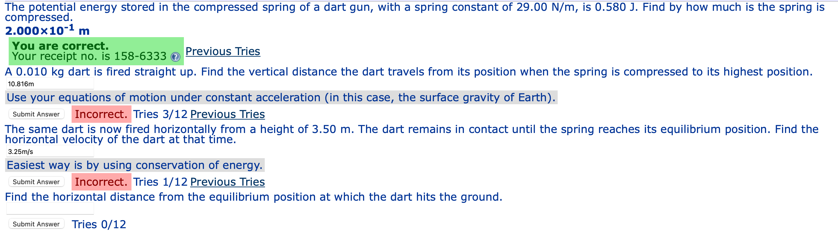 Solved The potential energy stored in the compressed spring