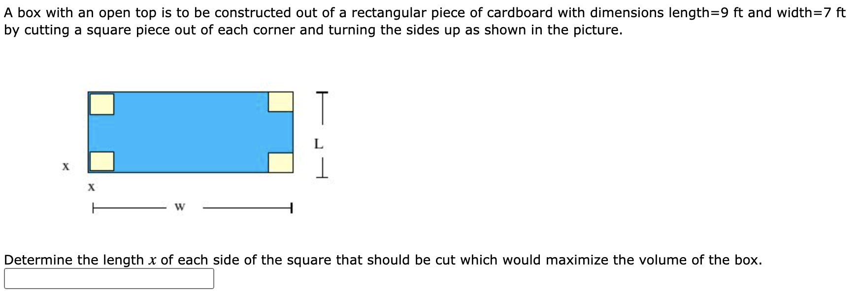 Solved A box with an open top is to be constructed out of a | Chegg.com