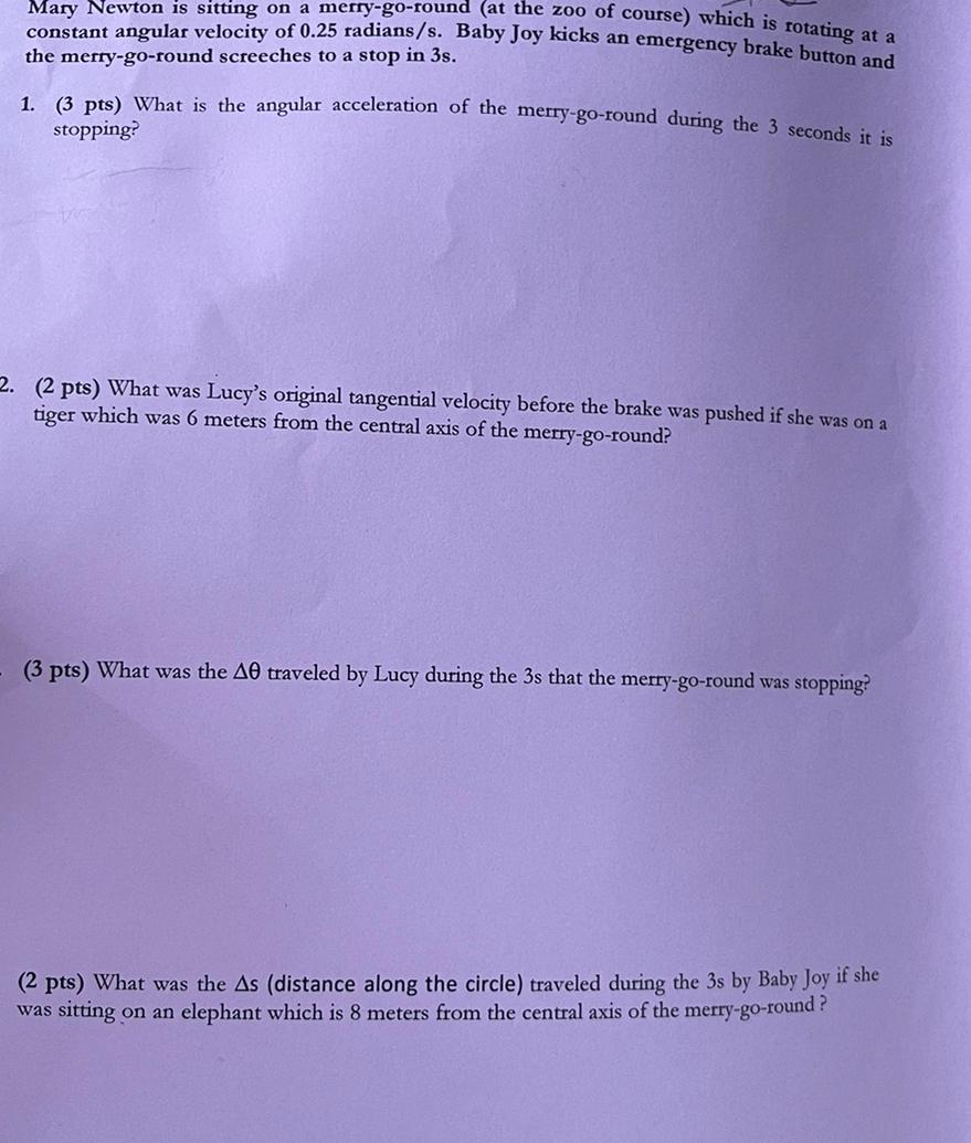 Solved Mary Newton is sitting on a merry-go-round (at the | Chegg.com