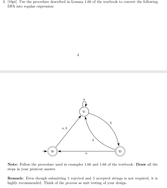 Solved 3. 10pt) Use the procedure described in Lemma 1.60 of | Chegg.com