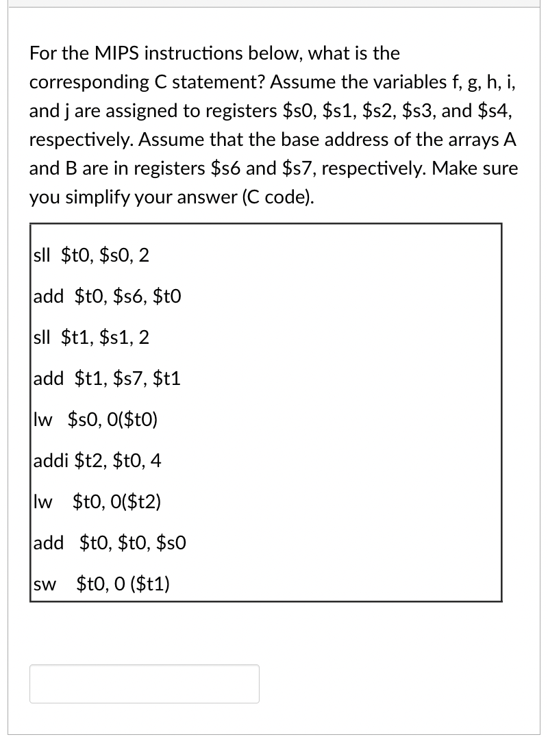 Solved For the MIPS instructions below, what is the | Chegg.com