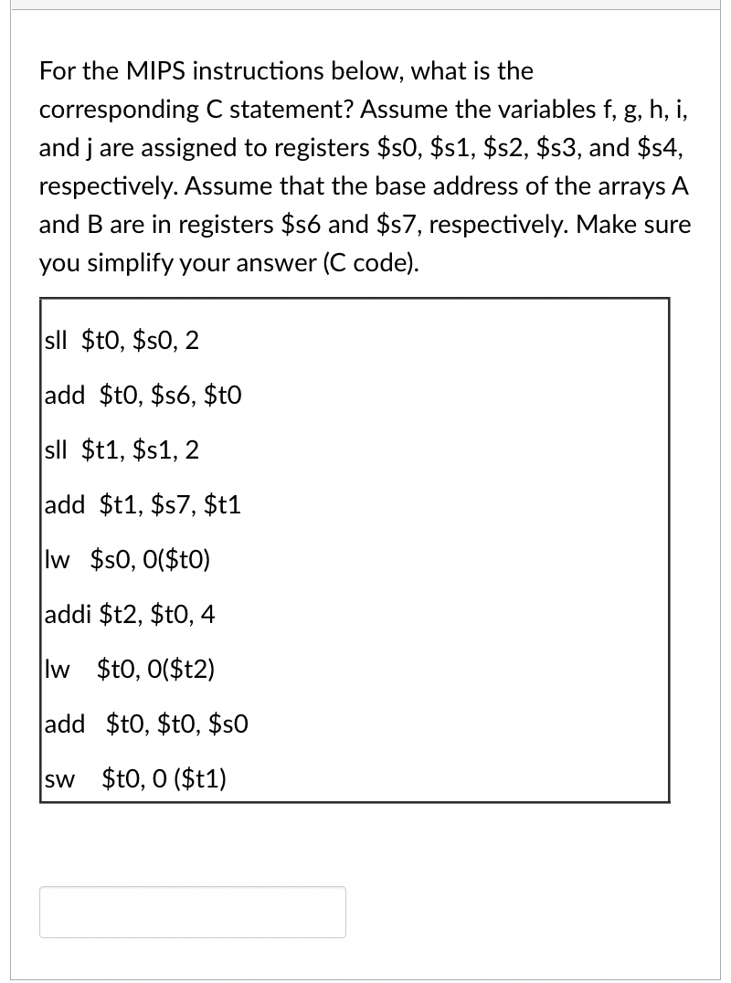 Solved For The MIPS Instructions Below, What Is The | Chegg.com