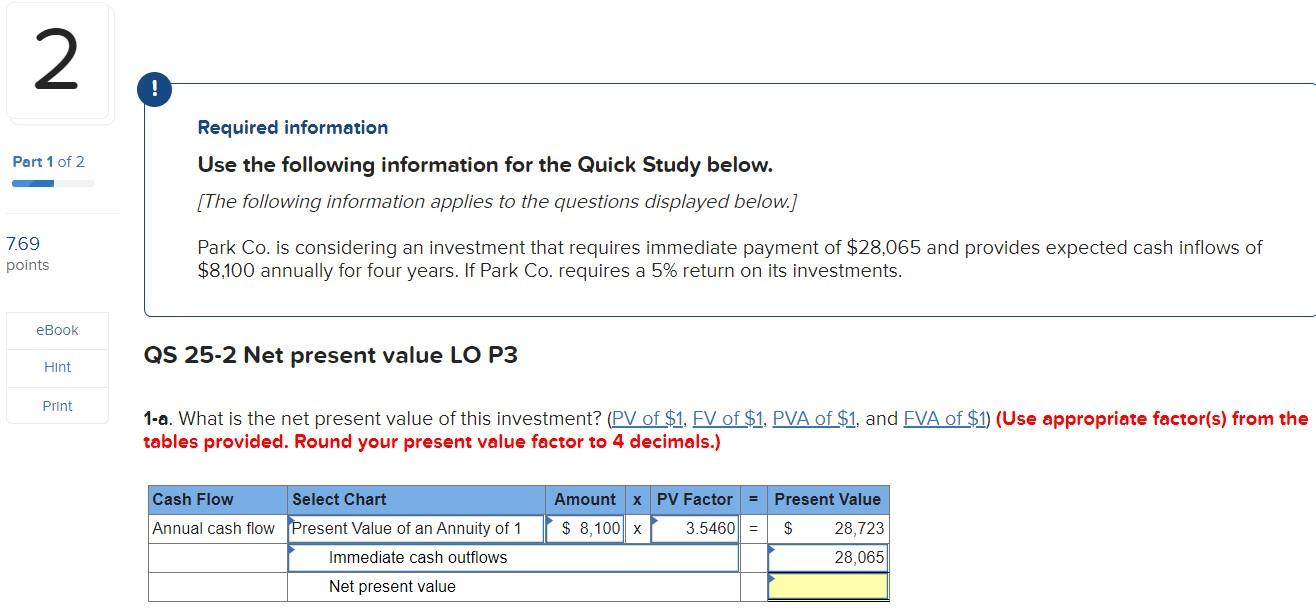 Solved 2 Part 1 of 2 Required information Use the following | Chegg.com