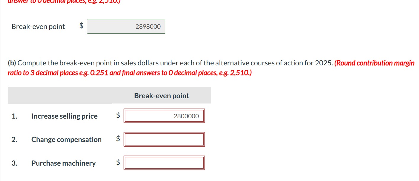 Solved (b) Compute The Break-even Point In Sales Dollars | Chegg.com