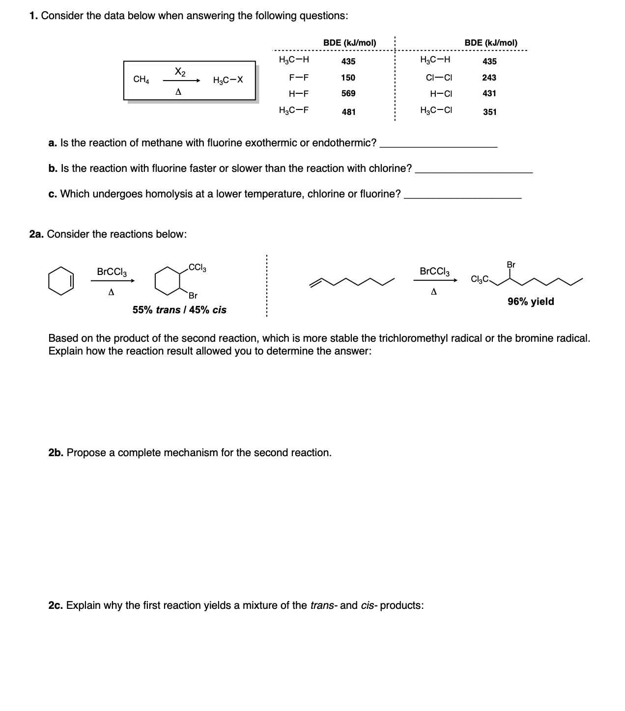 Solved Consider the data below when answering the following | Chegg.com