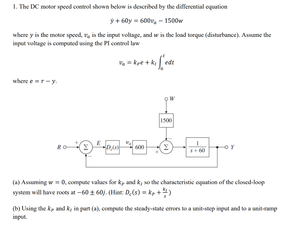 Solved 1. The DC motor speed control shown below is | Chegg.com