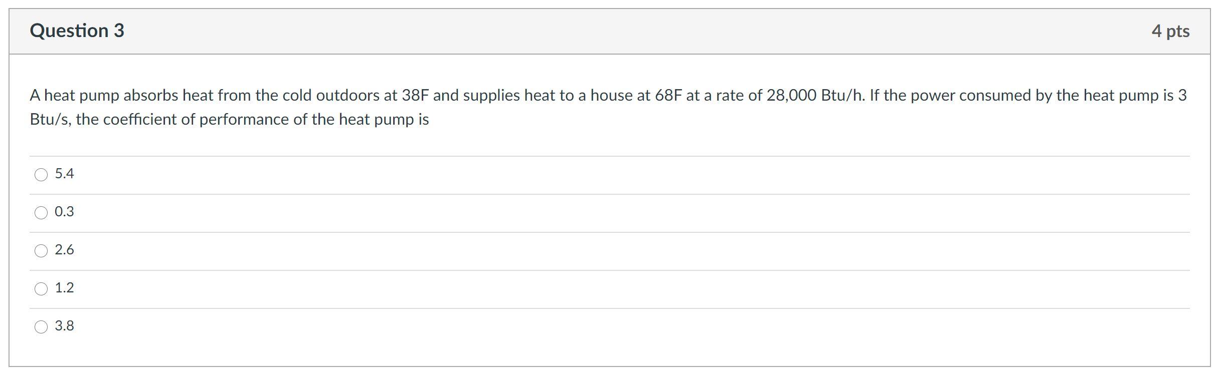 Solved Question 3 4 pts A heat pump absorbs heat from the | Chegg.com
