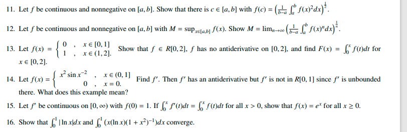 Solved 11. Let f be continuous and nonnegative on [a,b]. | Chegg.com