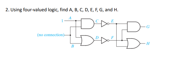 Solved 2. Using four-valued logic, find A, B, C, D, E, F, G, | Chegg.com