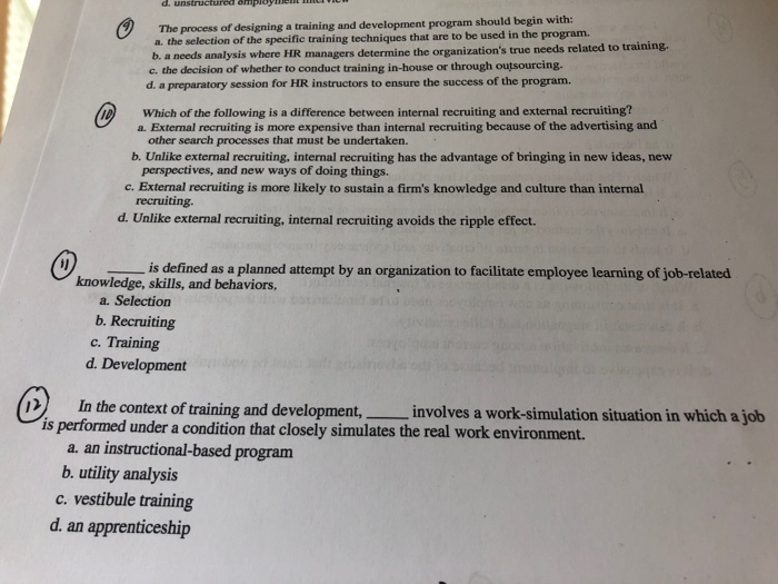 Solved The process of designing a training and development | Chegg.com