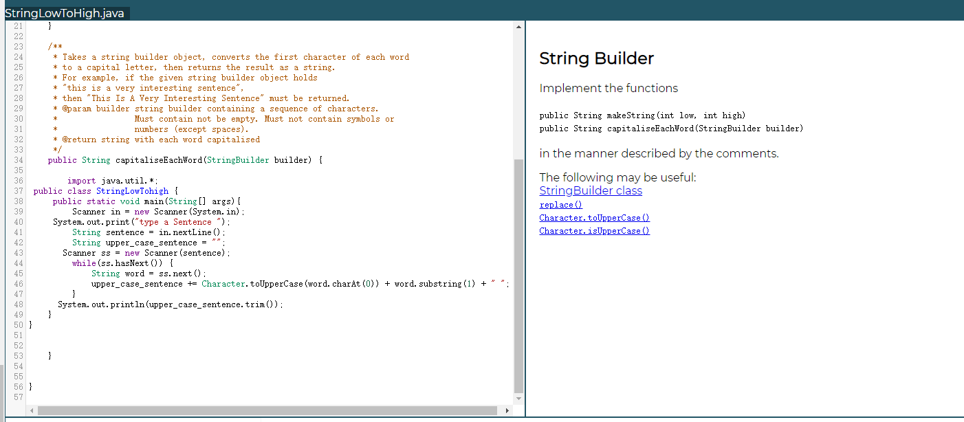 Solved package stringbuilder; public class StringLowToHigh | Chegg.com