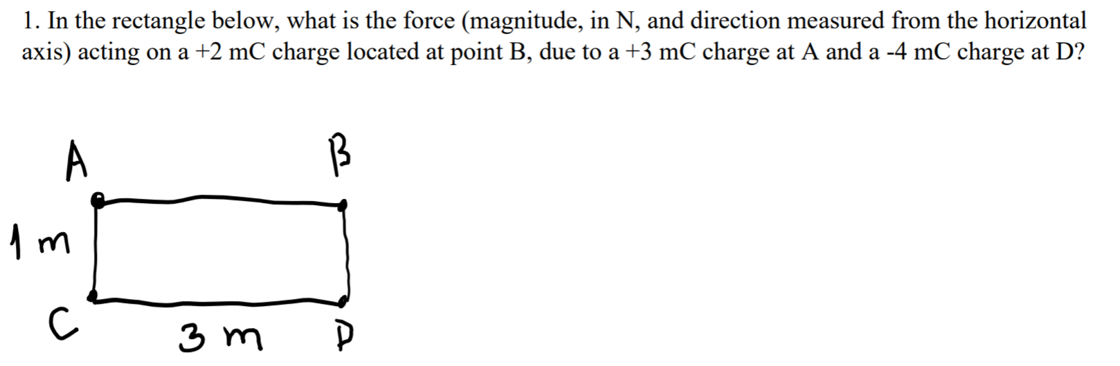 Solved 1. In the rectangle below, what is the force | Chegg.com