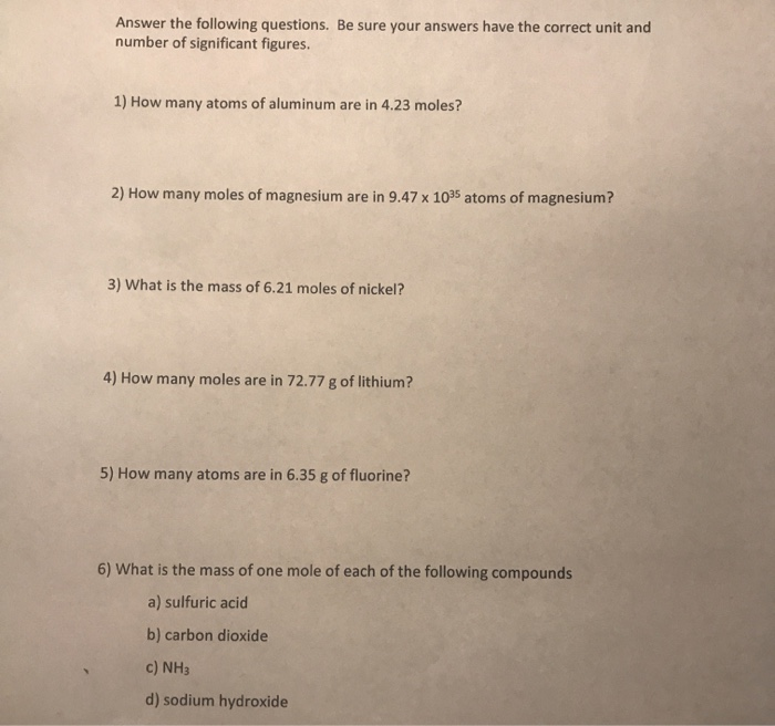 Solved Answer the following questions. Be sure your answers | Chegg.com
