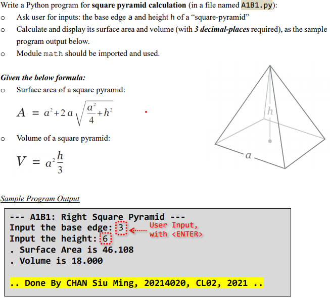 volume of a square pyramid formula