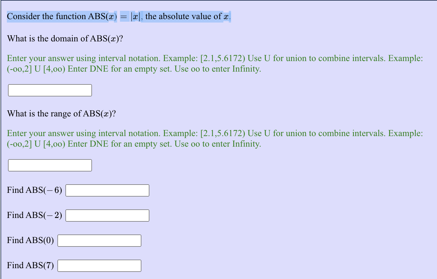 Solved Consider the function ABS(X) = ac, the absolute