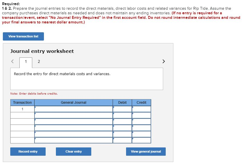 Solved Required 1& 2. Prepare the journal entries to