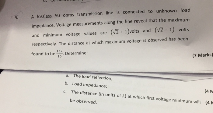 Solved A lossless 50 ohms transmission line is connected to | Chegg.com