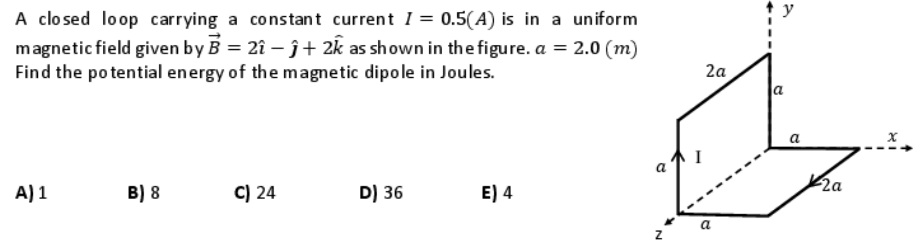 Solved A closed loop carrying a constant current I=0.5(A) is | Chegg.com