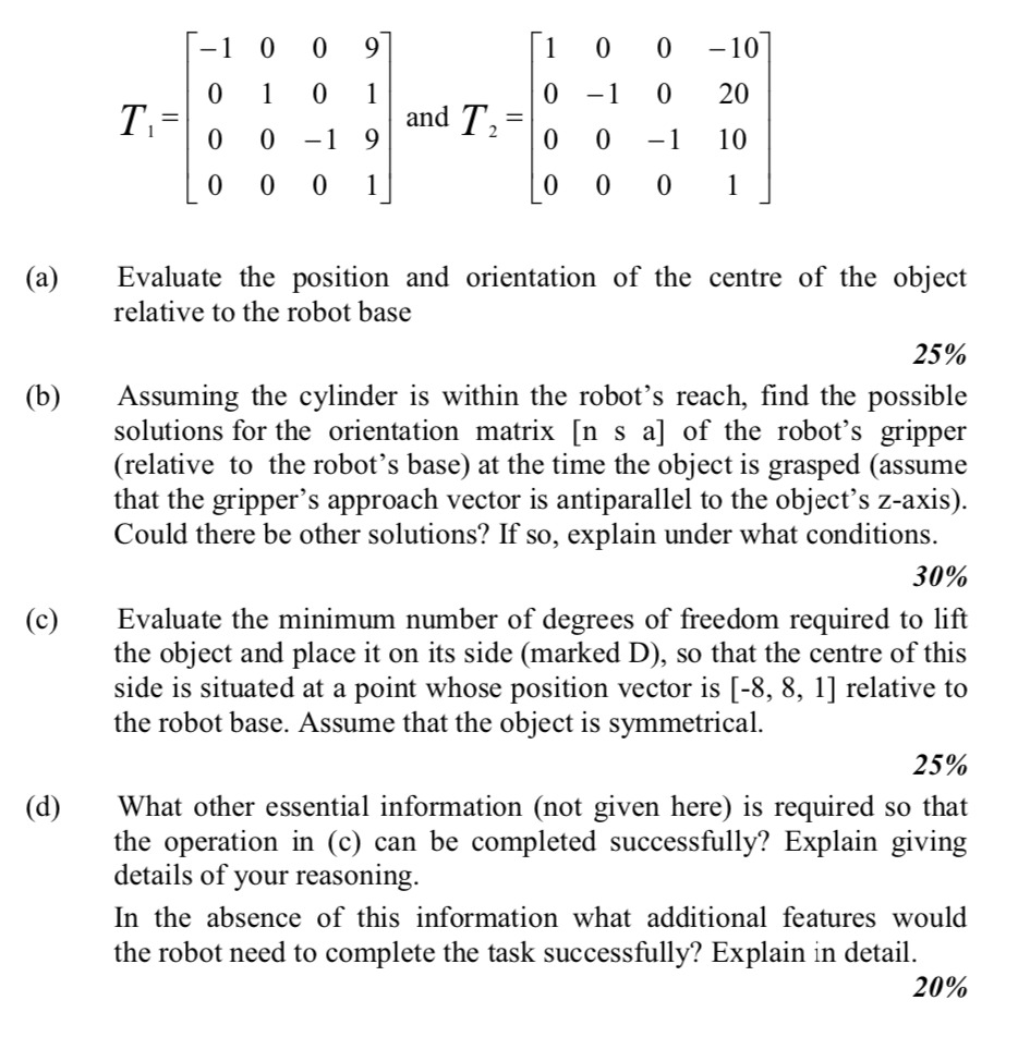 A robot workstation has been set up as shown in