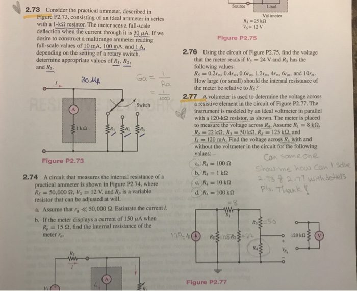 Solved Source Load 2.73 Consider the practical ammeter, | Chegg.com