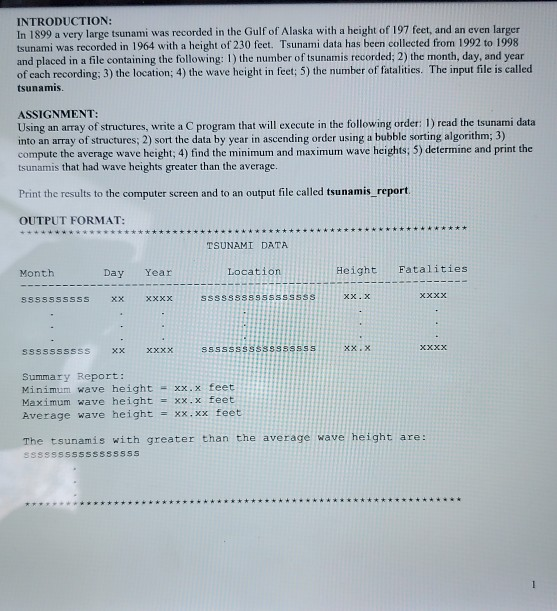 Solved INTRODUCTION: In 1899 A Very Large Tsunami Was | Chegg.com
