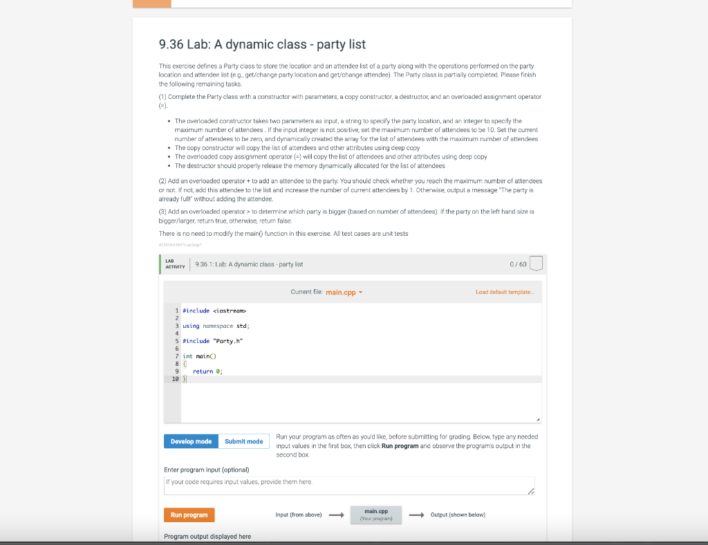 Solved 9.36 Lab: A dynamic class - party list This exercise | Chegg.com