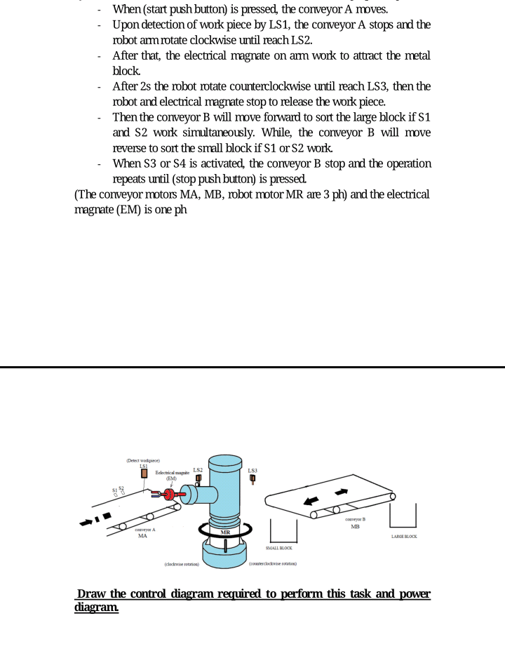 Solved When (start push button) is pressed, the conveyor A | Chegg.com