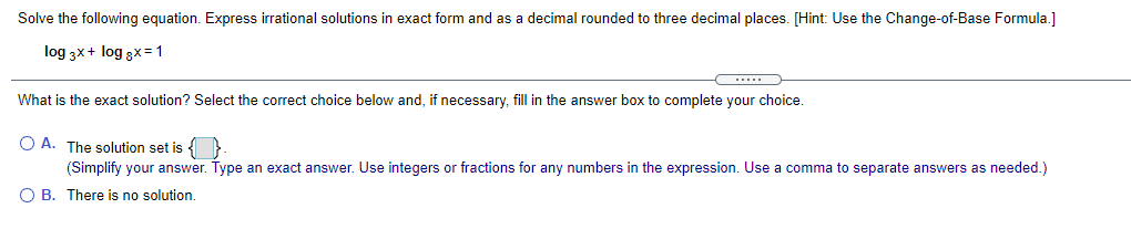 Solved Solve the following equation. Express irrational | Chegg.com