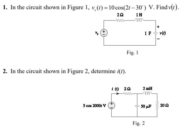 Solved In the circuit shown in Figure 1, ( ) 10cos(2 30 ) s | Chegg.com