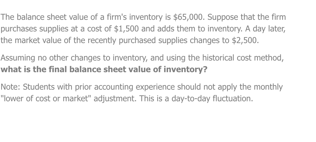 Solved The balance sheet value of a firm's inventory is | Chegg.com