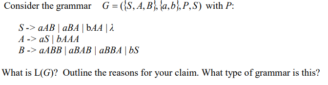 Solved Consider The Grammar G=(S, A, B}, {a,b), P, S) With | Chegg.com