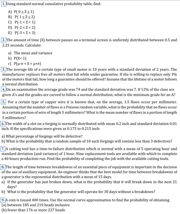 1 using standard normal cumulative probability chegg