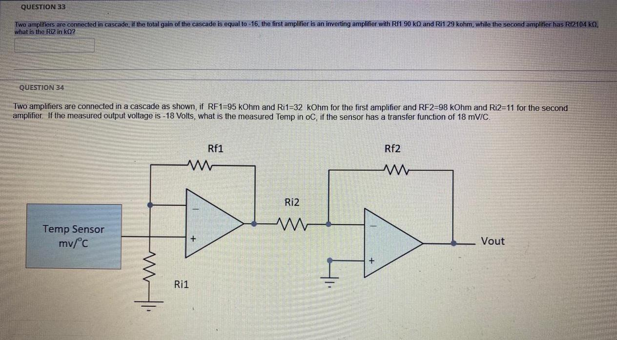 Solved QUESTION 33 Two amplifiers are connected in cascade,