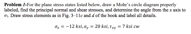 Solved Problem 1 For The Plane Stress States Listed Below Chegg Solved Problem 1 For The Plane Stress States Listed Below Chegg