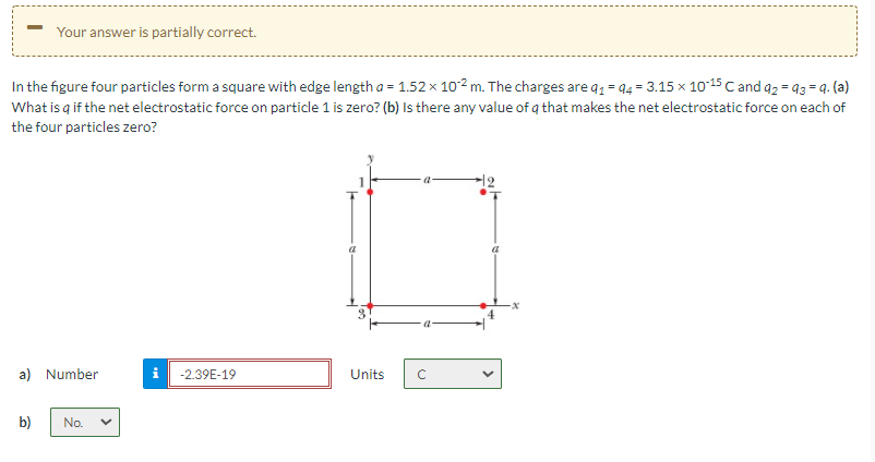 Solved Your answer is partially correct. In the figure four | Chegg.com