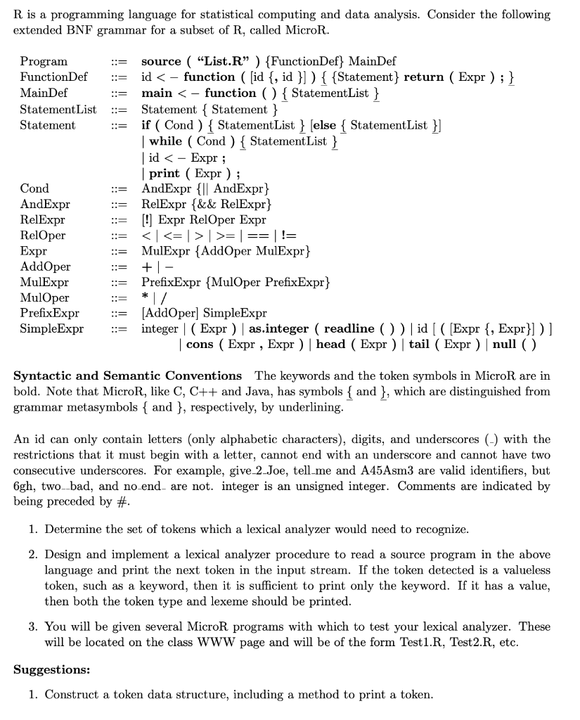 R is a programming language for statistical computing | Chegg.com