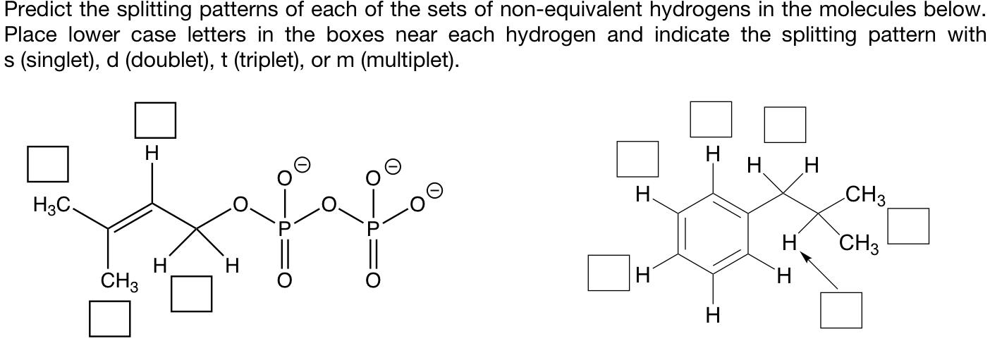 Solved Predict The Splitting Patterns Of Each Of The Sets Of | Chegg.com